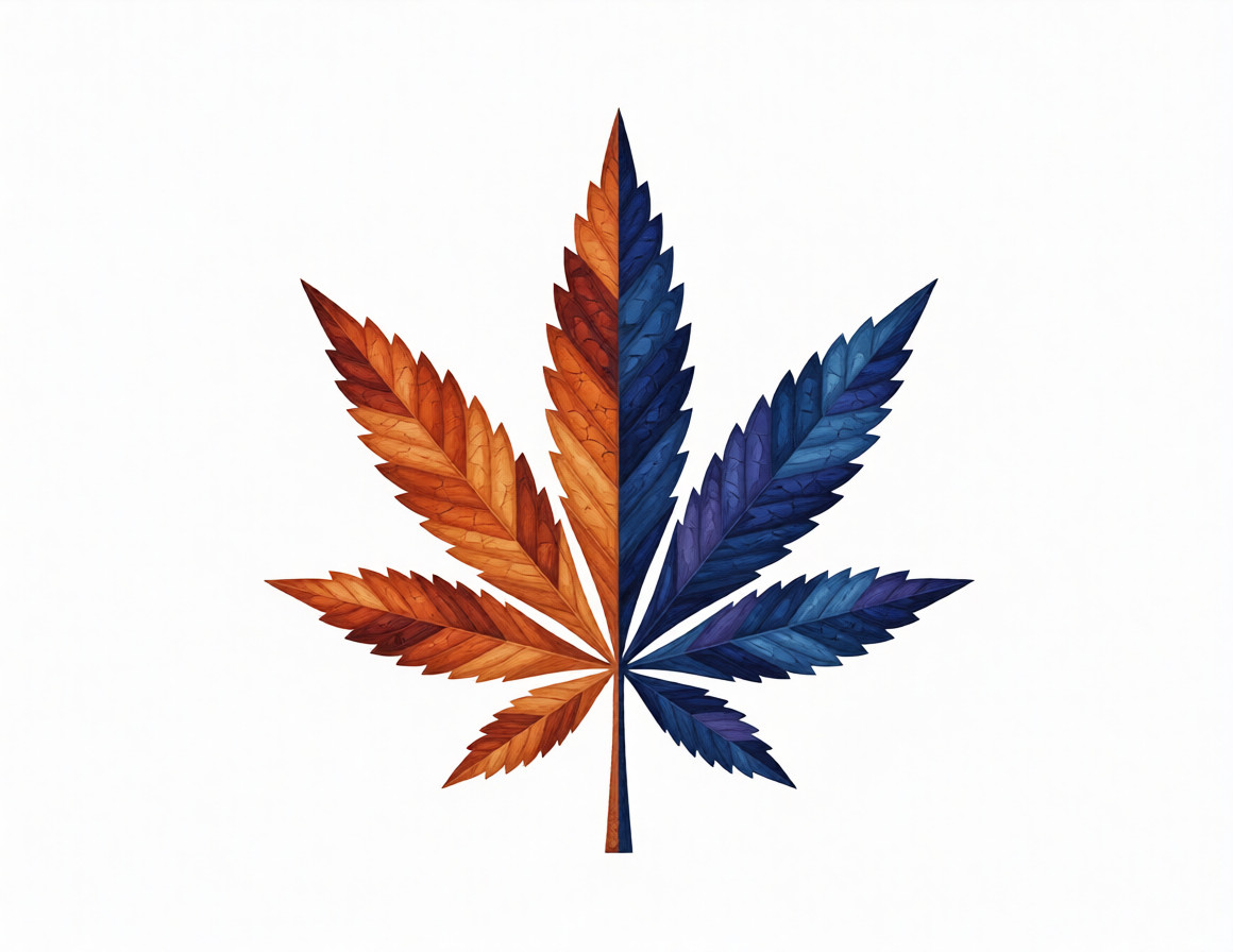 Hemp leaf divided between Spain and UK — two different regulatory frameworks