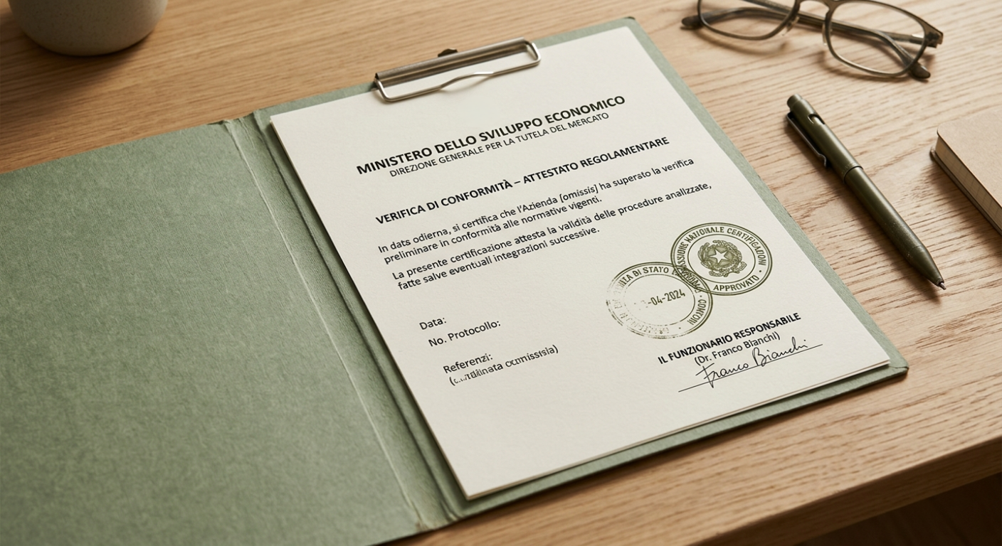 Italian hemp compliance dossier — regulatory document on desk